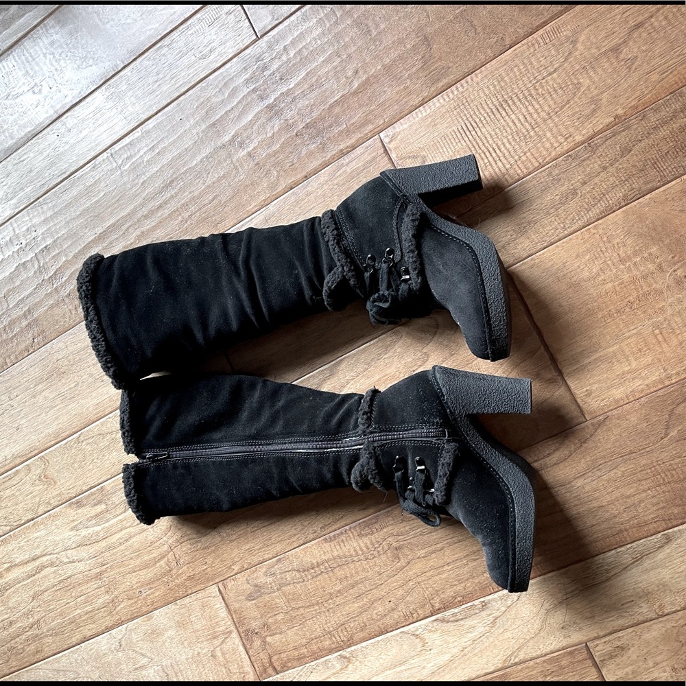 Juicy Couture rubber heeled boots, EUC. Barely worn.